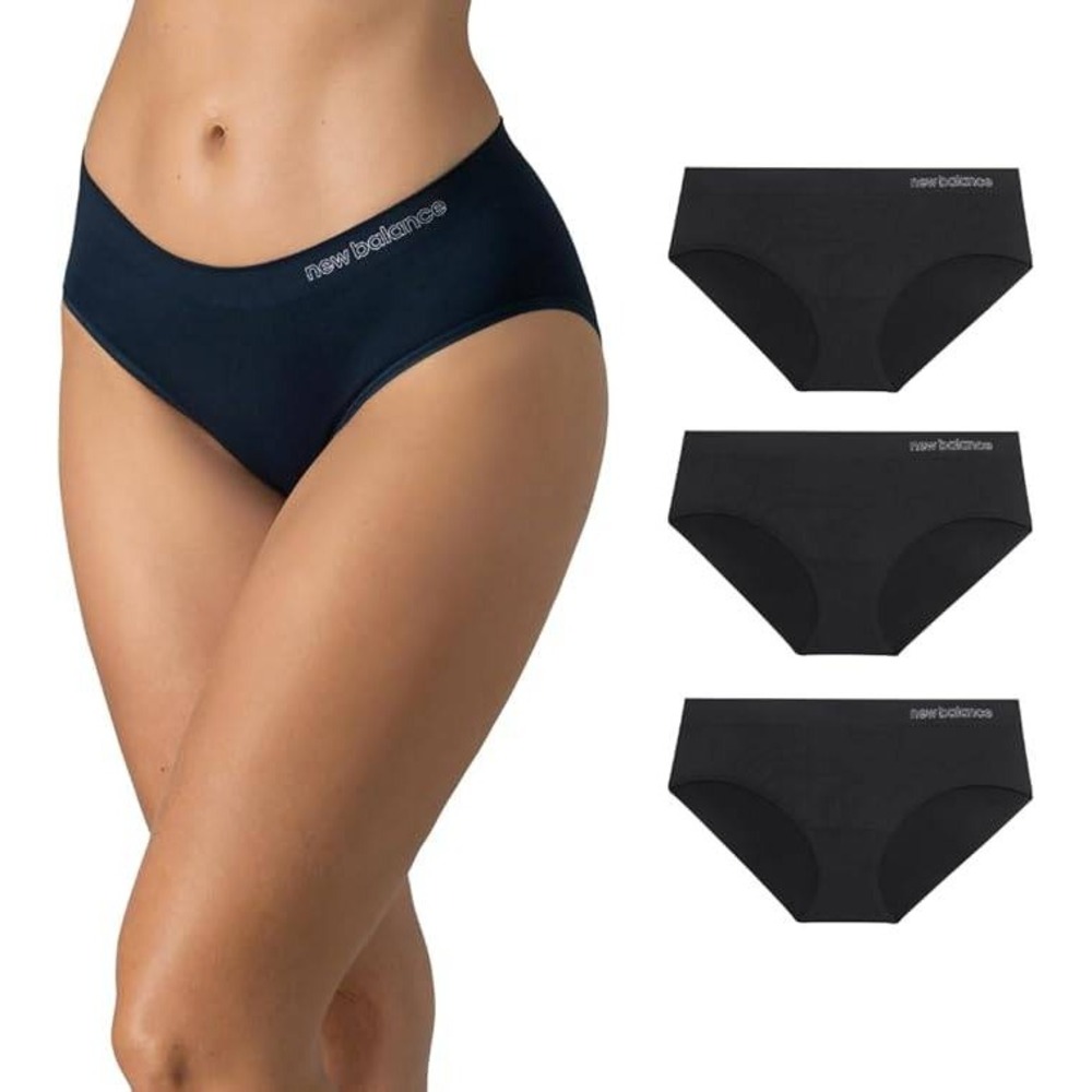 Set of 3 MSRP $25 New Balance Women's XL Black Performance Seamless Hipster